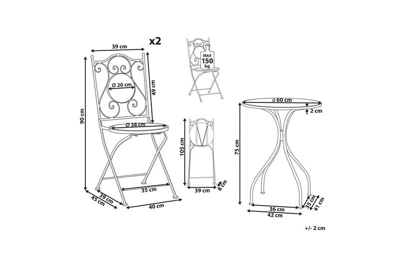 Cafeset Cigliano - Utemöbler - Balkong - Balkongmöbler - Balkonggrupper