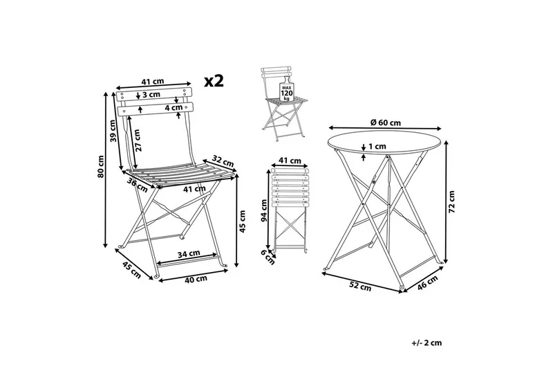 Cafeset Fiori Mörkgrön - Mörkgrön - Utemöbler - Balkong - Balkongmöbler - Balkonggrupper