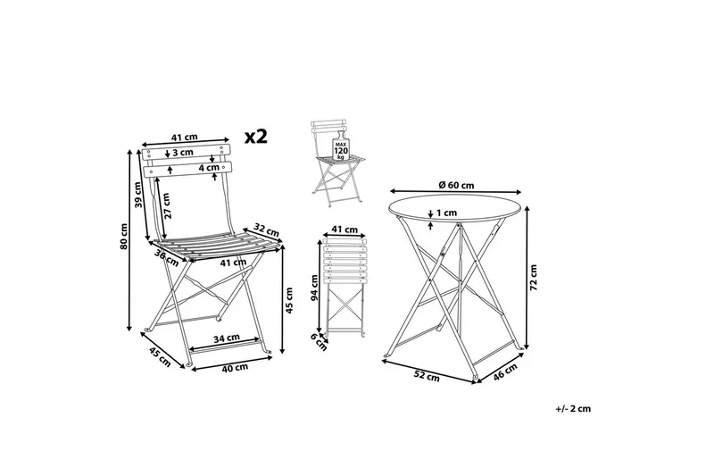 Cafeset Fiori Violett - Violett - Utemöbler - Balkong - Balkongmöbler - Balkonggrupper