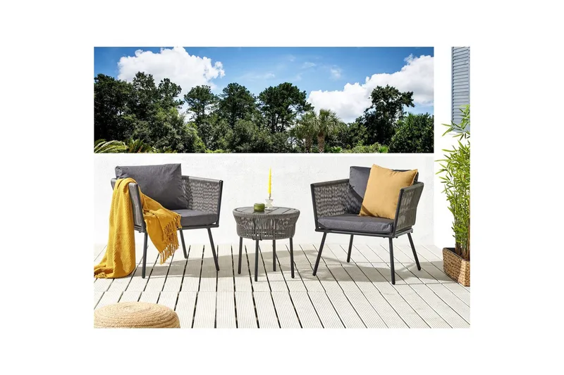 Cafeset Gargano Ljusgrå/svart - Ljusgrå/svart - Utemöbler - Balkong - Balkongmöbler - Balkonggrupper