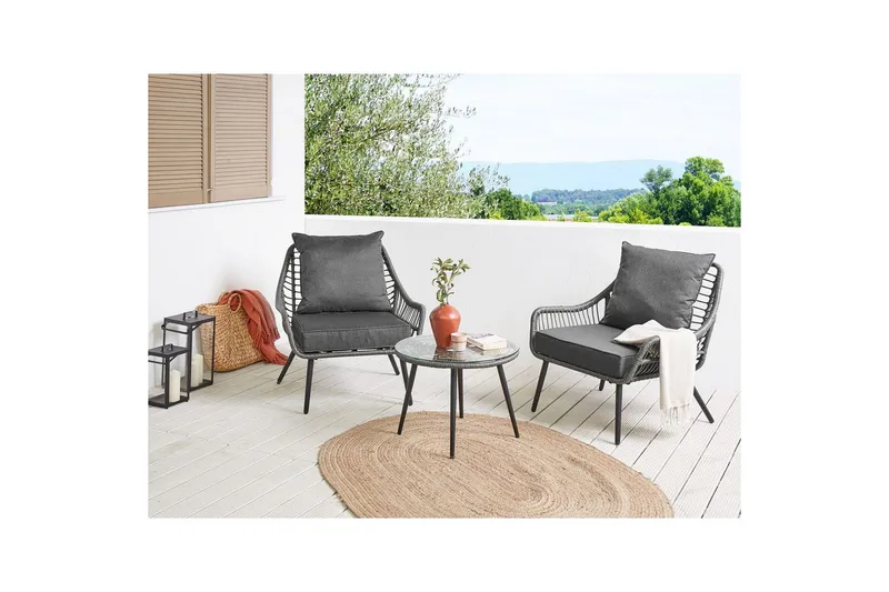 Cafeset Laureto Grå - Grå - Utemöbler - Balkong - Balkongmöbler - Balkonggrupper
