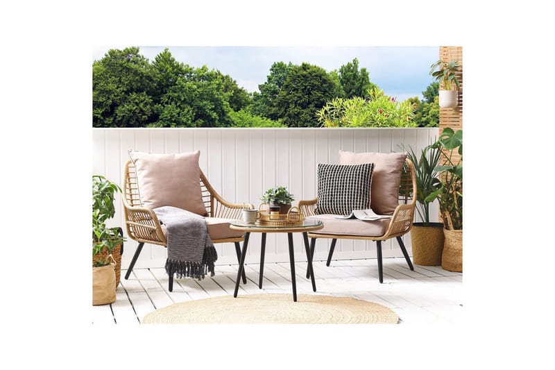 Cafeset Laureto Natur/Beige/Svart/Beige - Natur/Beige/Svart/Beige - Utemöbler - Balkong - Balkongmöbler - Balkonggrupper