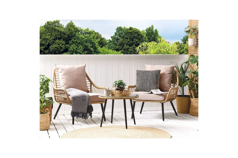 Cafeset Laureto Natur/Beige/Svart/Beige - Natur/Beige/Svart/Beige - Utemöbler - Balkong - Balkongmöbler - Balkonggrupper