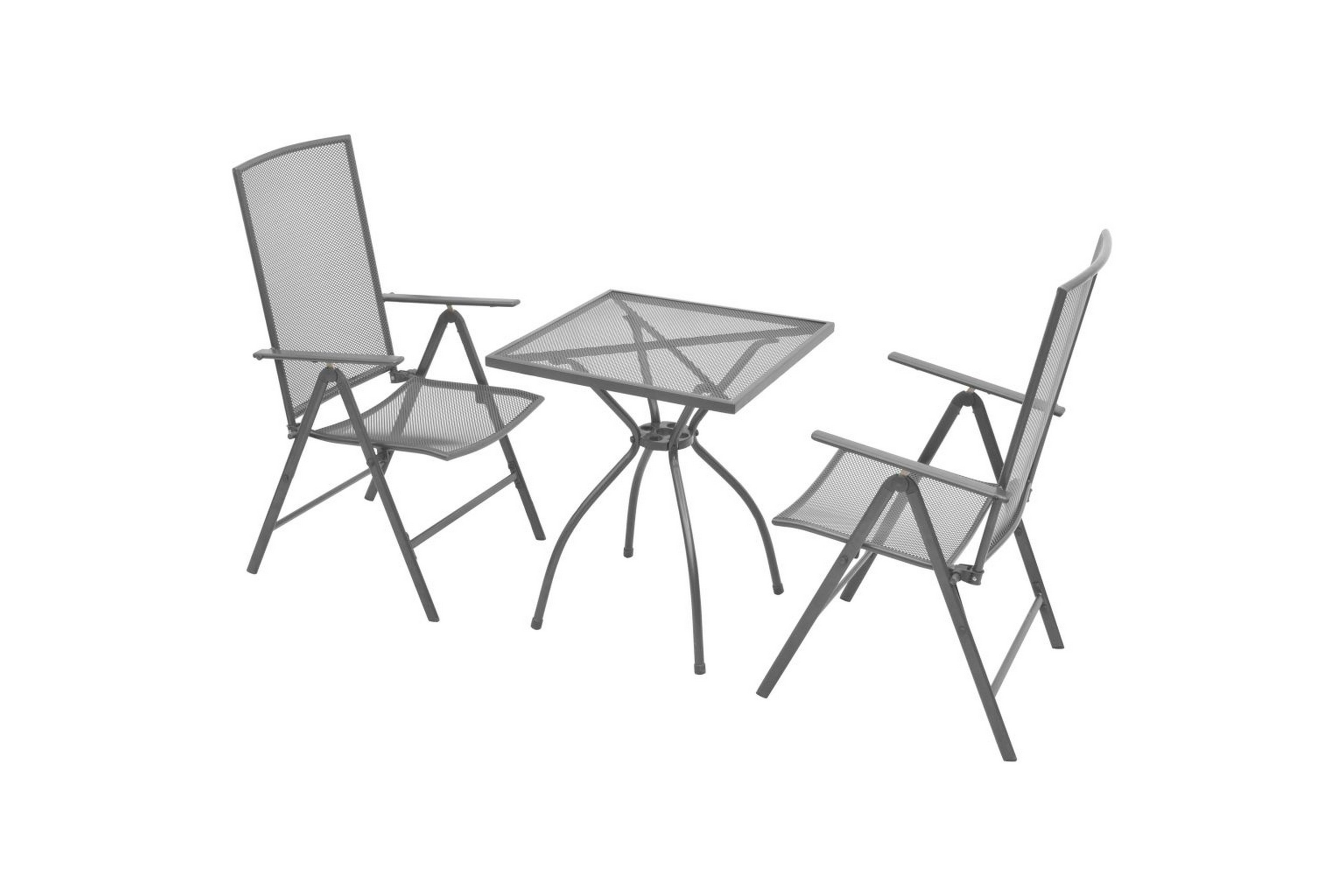Caféset med hopfällbara stolar 3 delar stål antracit – Antracit