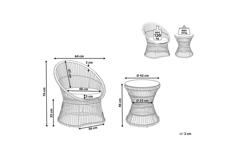 Cafeset Mesyna Beige/grå - Beige/grå - Utemöbler - Balkong - Balkongmöbler - Balkonggrupper