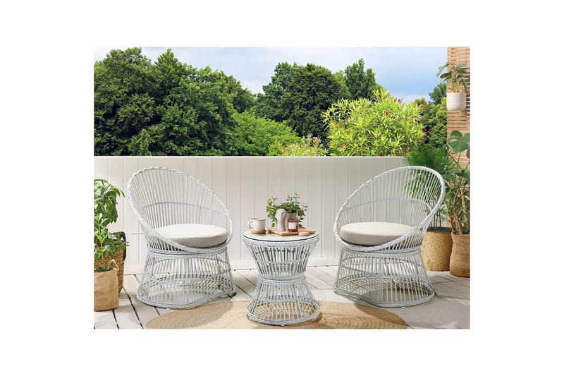 Cafeset Mesyna Vit/Beige - Vit/Beige - Utemöbler - Balkong - Balkongmöbler - Balkonggrupper