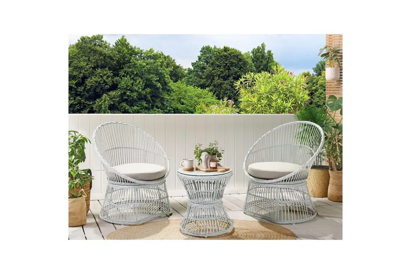 Cafeset Mesyna Vit/Beige - Vit/Beige - Utemöbler - Balkong - Balkongmöbler - Balkonggrupper