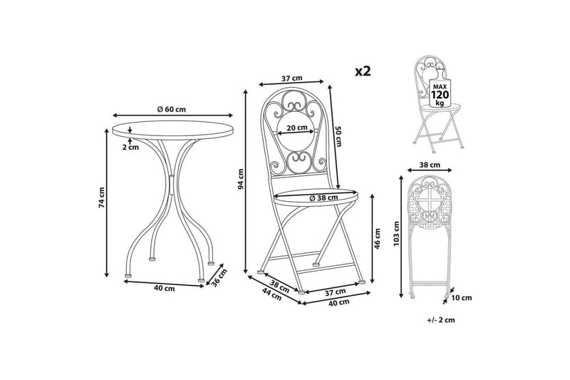 Cafeset Spello - Utemöbler - Balkong - Balkongmöbler - Balkonggrupper