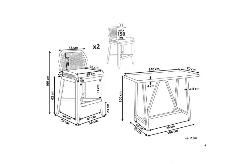 Cafeset Talamone - Utemöbler - Balkong - Balkongmöbler - Balkonggrupper