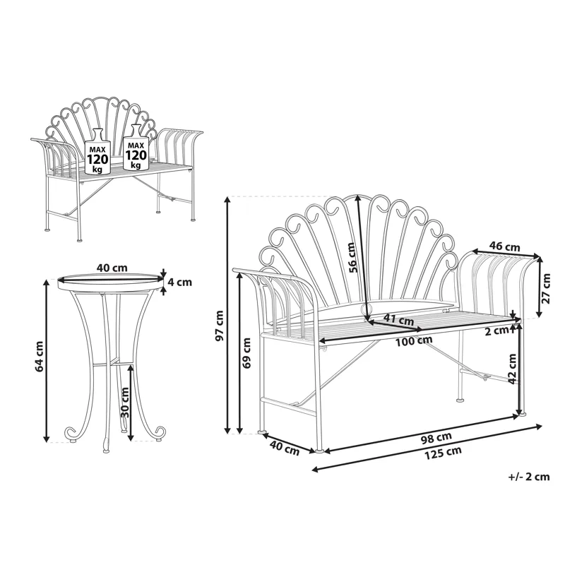 Caféset utomhus Cavinia Järn - Blå - Utemöbler - Balkong - Balkongmöbler - Balkonggrupper