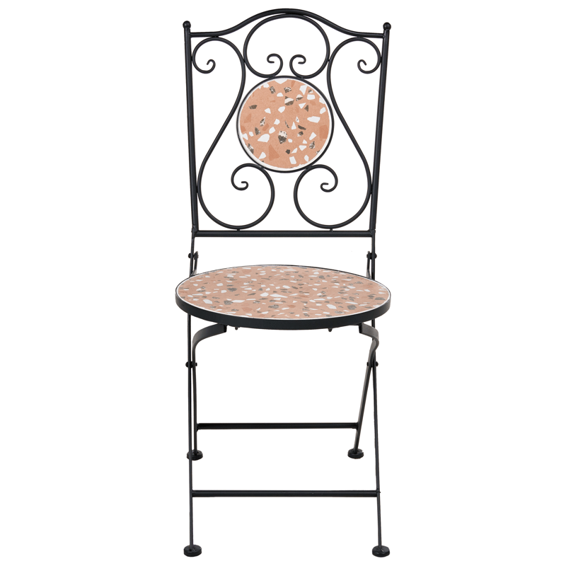 Caféset utomhus Fällbar Adrano Järn - Svart/Brun/Orange - Utemöbler - Balkong - Balkongmöbler - Balkonggrupper