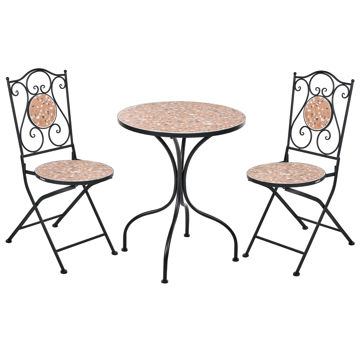 Caféset utomhus Fällbar Adrano Järn - Svart/Brun/Orange - Utemöbler - Balkong - Balkongmöbler - Balkonggrupper