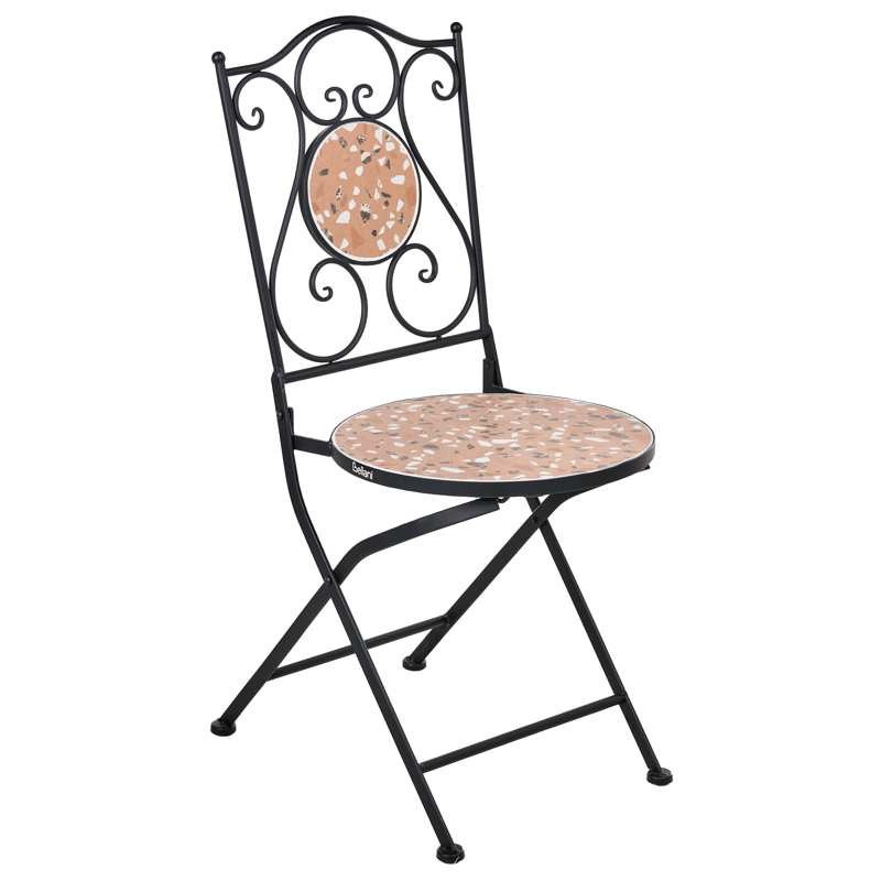 Caféset utomhus Fällbar Adrano Järn - Svart/Brun/Orange - Utemöbler - Balkong - Balkongmöbler - Balkonggrupper