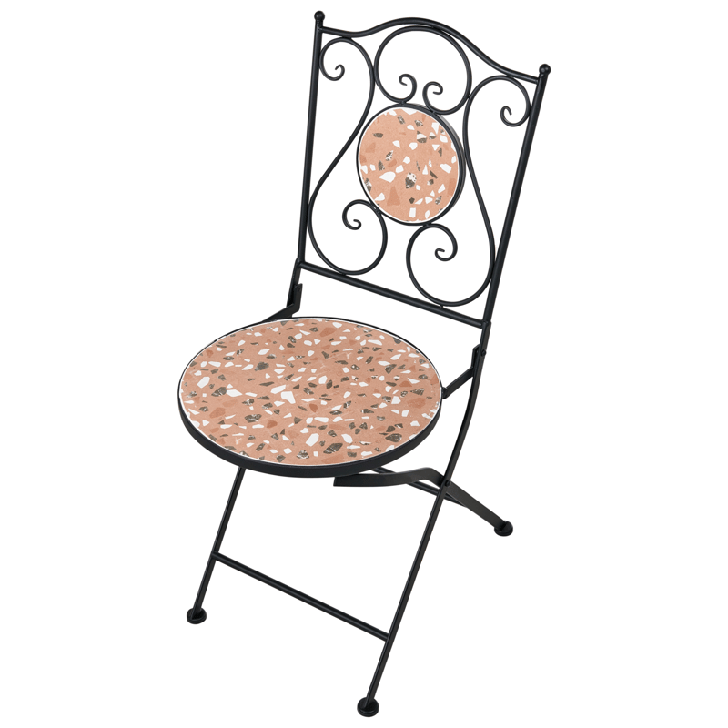 Caféset utomhus Fällbar Adrano Järn - Svart/Brun/Orange - Utemöbler - Balkong - Balkongmöbler - Balkonggrupper