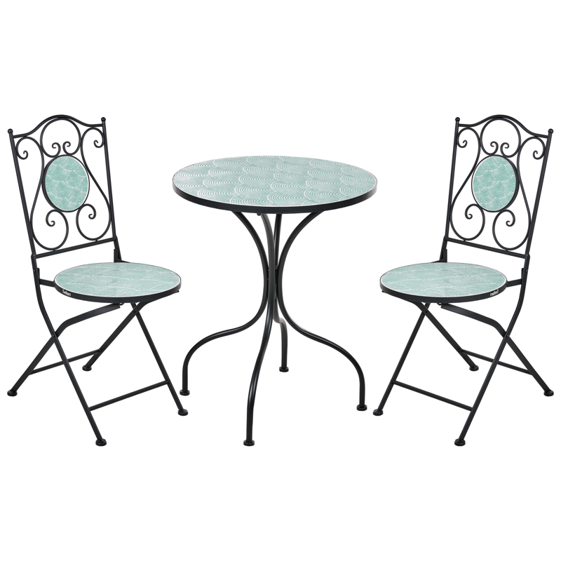 Caféset utomhus Fällbar Anapo Järn - svart/grön - Utemöbler - Balkong - Balkongmöbler - Balkonggrupper