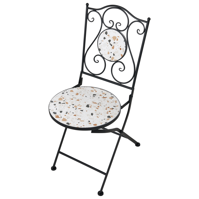 Caféset utomhus Fällbar Artena Järn - Svart/Vit - Utemöbler - Balkong - Balkongmöbler - Balkonggrupper
