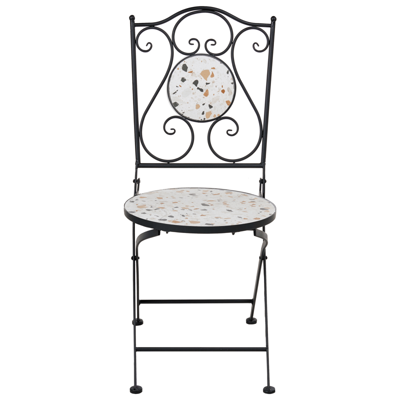 Caféset utomhus Fällbar Artena Järn - Svart/Vit - Utemöbler - Balkong - Balkongmöbler - Balkonggrupper