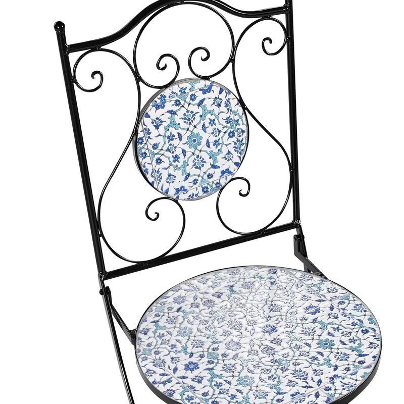 Caféset utomhus Fällbar Chapeco Järn - Svart/Blå/Vit - Utemöbler - Balkong - Balkongmöbler - Balkonggrupper