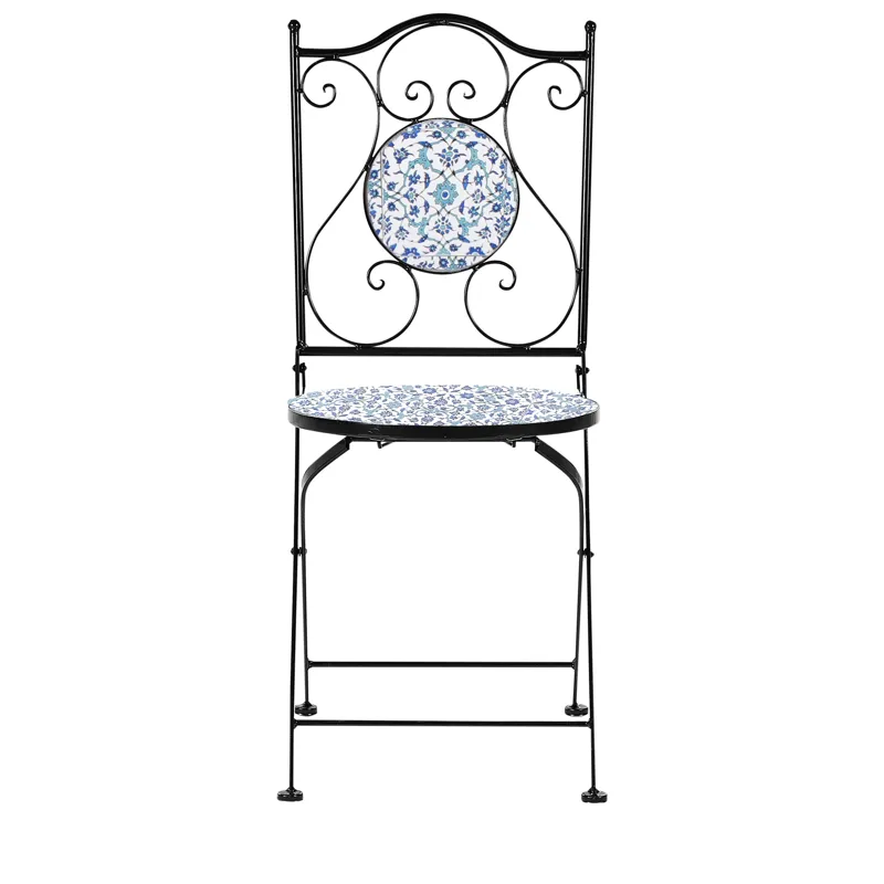 Caféset utomhus Fällbar Chapeco Järn - Svart/Blå/Vit - Utemöbler - Balkong - Balkongmöbler - Balkonggrupper