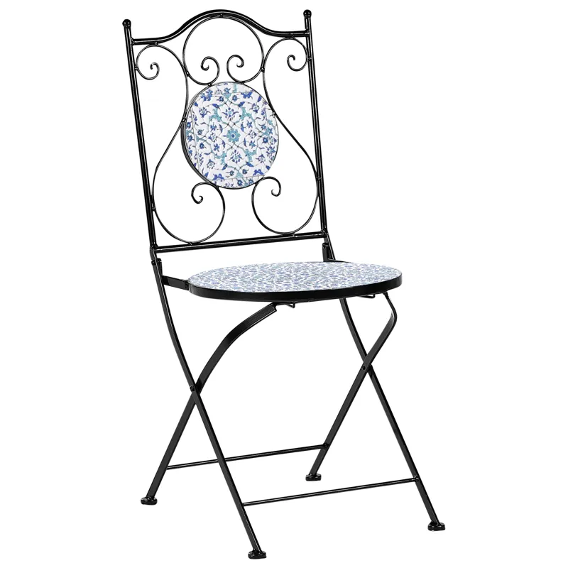 Caféset utomhus Fällbar Chapeco Järn - Svart/Blå/Vit - Utemöbler - Balkong - Balkongmöbler - Balkonggrupper