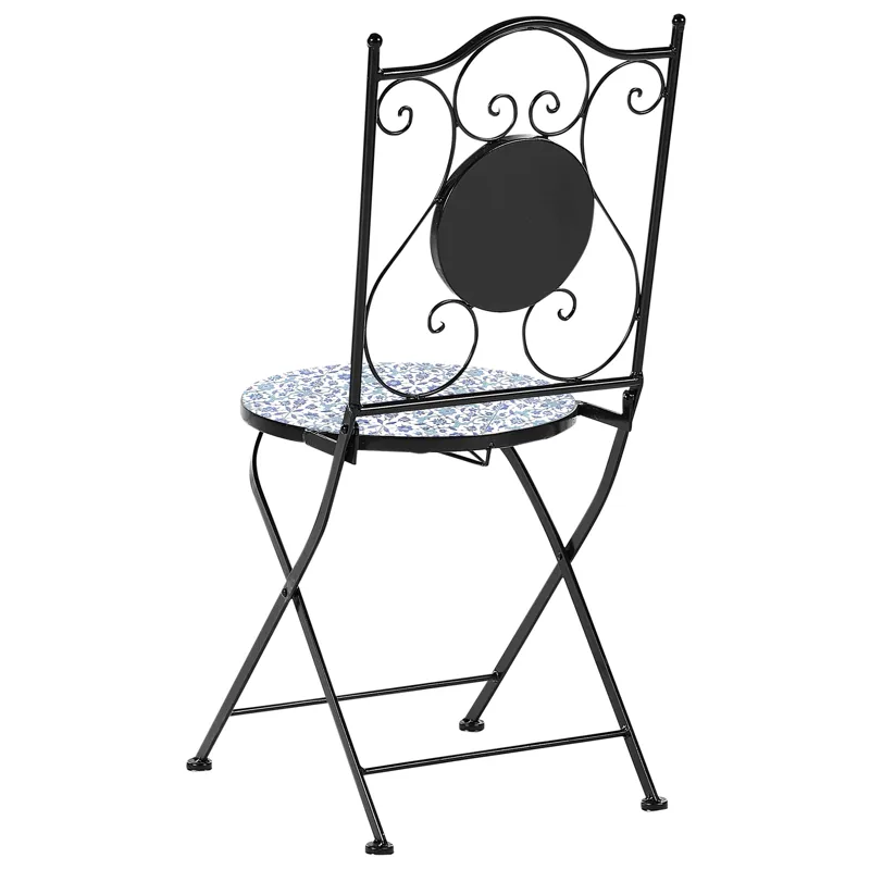 Caféset utomhus Fällbar Chapeco Järn - Svart/Blå/Vit - Utemöbler - Balkong - Balkongmöbler - Balkonggrupper