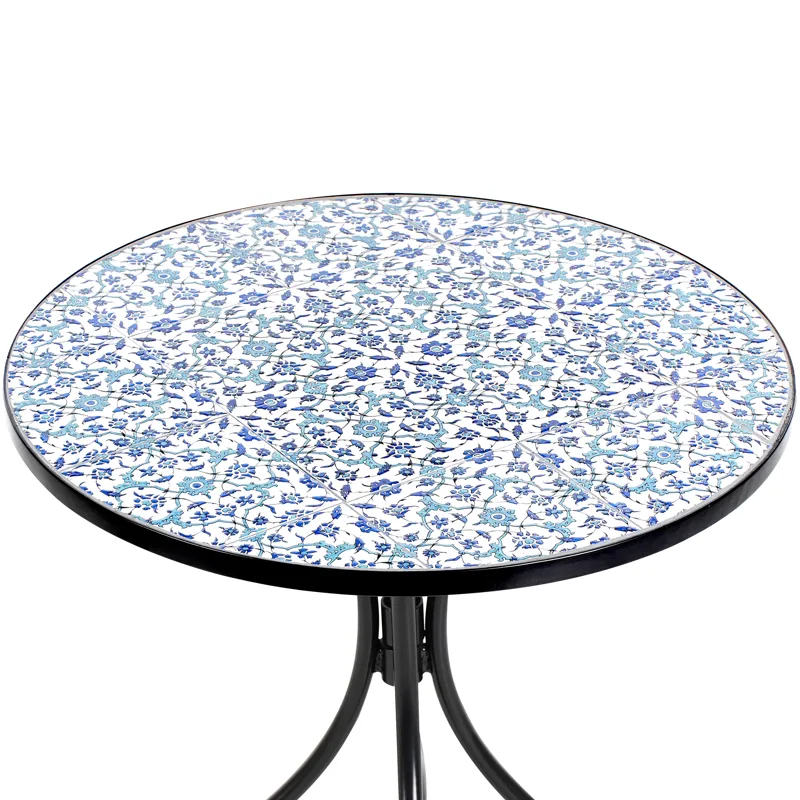 Caféset utomhus Fällbar Chapeco Järn - Svart/Blå/Vit - Utemöbler - Balkong - Balkongmöbler - Balkonggrupper