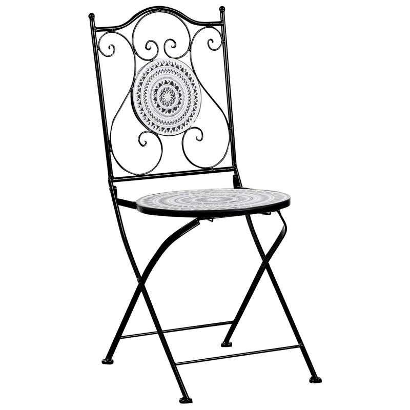 Caféset utomhus Fällbar Comiso Järn - Svart/Vit - Utemöbler - Balkong - Balkongmöbler - Balkonggrupper