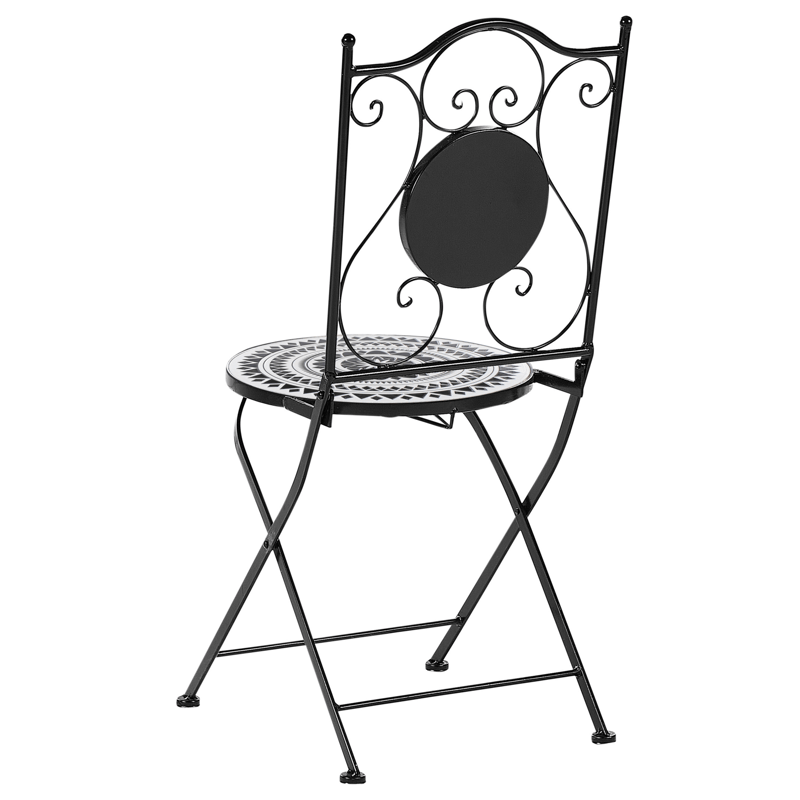 Caféset utomhus Fällbar Comiso Järn - Svart/Vit - Utemöbler - Balkong - Balkongmöbler - Balkonggrupper