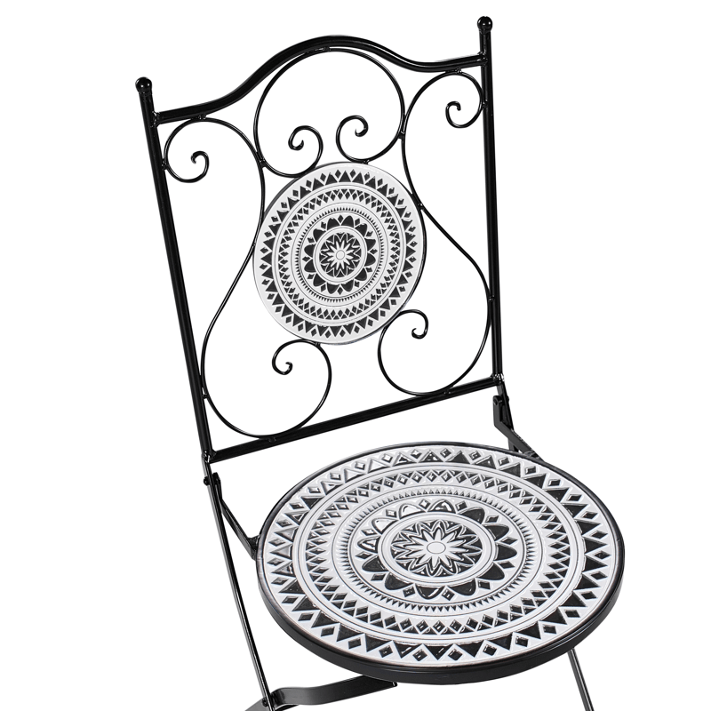 Caféset utomhus Fällbar Comiso Järn - Svart/Vit - Utemöbler - Balkong - Balkongmöbler - Balkonggrupper