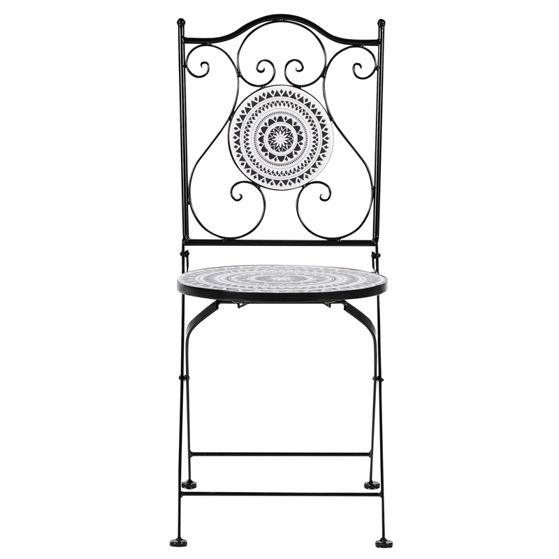 Caféset utomhus Fällbar Comiso Järn - Svart/Vit - Utemöbler - Balkong - Balkongmöbler - Balkonggrupper