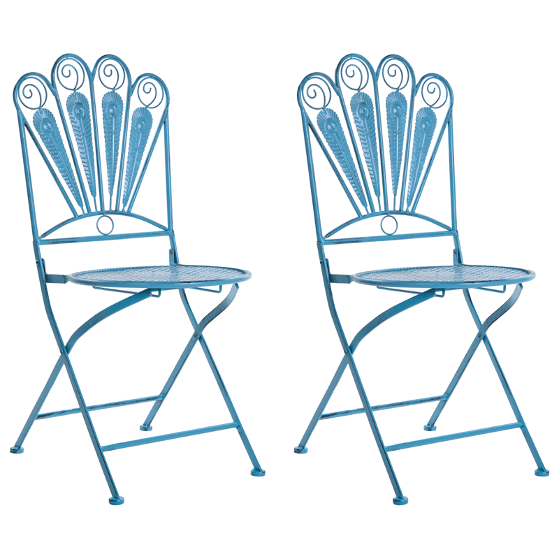 Caféset utomhus Fällbar Pavia Järn - Blå - Utemöbler - Balkong - Balkongmöbler - Balkonggrupper