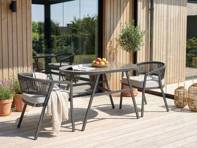 Caféset utomhus Muros Stål - Grå/Beige - Utemöbler - Balkong - Balkongmöbler - Balkonggrupper