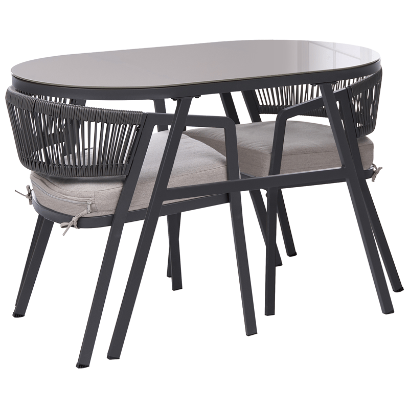 Caféset utomhus Muros Stål - Grå/Beige - Utemöbler - Balkong - Balkongmöbler - Balkonggrupper