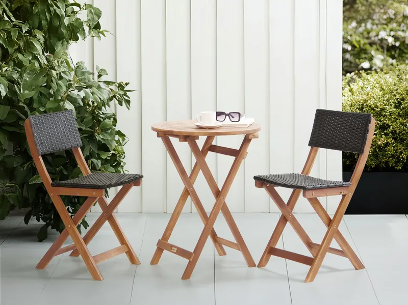 Caféset utomhus Rivarotta Akaciaträ - Brun/Svart - Utemöbler - Balkong - Balkongmöbler - Balkonggrupper