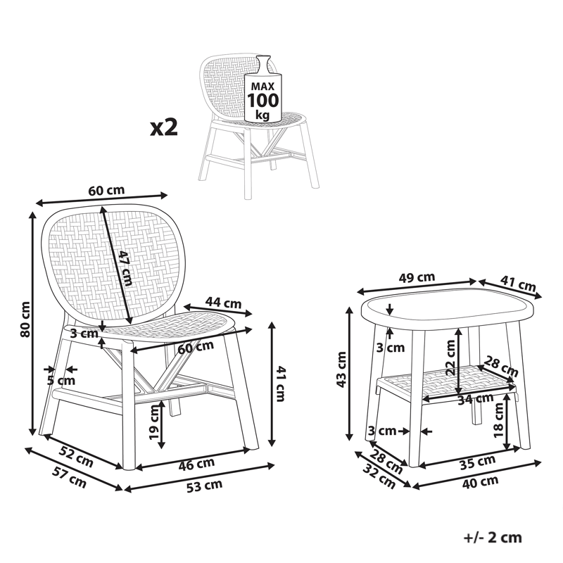 Caféset utomhus Sicelle - Grön - Utemöbler - Balkong - Balkongmöbler - Balkonggrupper