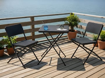 Caféset utomhus Trappeto - Svart - Utemöbler - Balkong - Balkongmöbler - Balkonggrupper