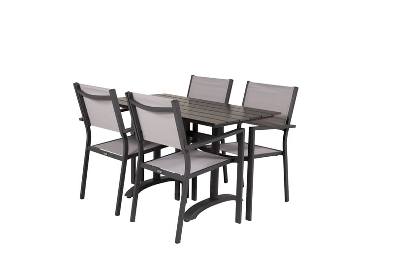DENVER Matgrupp Utomhus 120 cm + 4 Copacabana Karmstolar Utomhus Svart/Grå - Utemöbler - Balkong - Balkongmöbler - Balkonggrupper