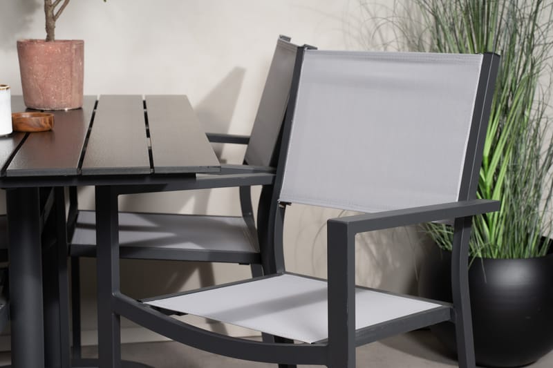 DENVER Matgrupp Utomhus 120 cm + 4 Copacabana Karmstolar Utomhus Svart/Grå - Utemöbler - Balkong - Balkongmöbler - Balkonggrupper