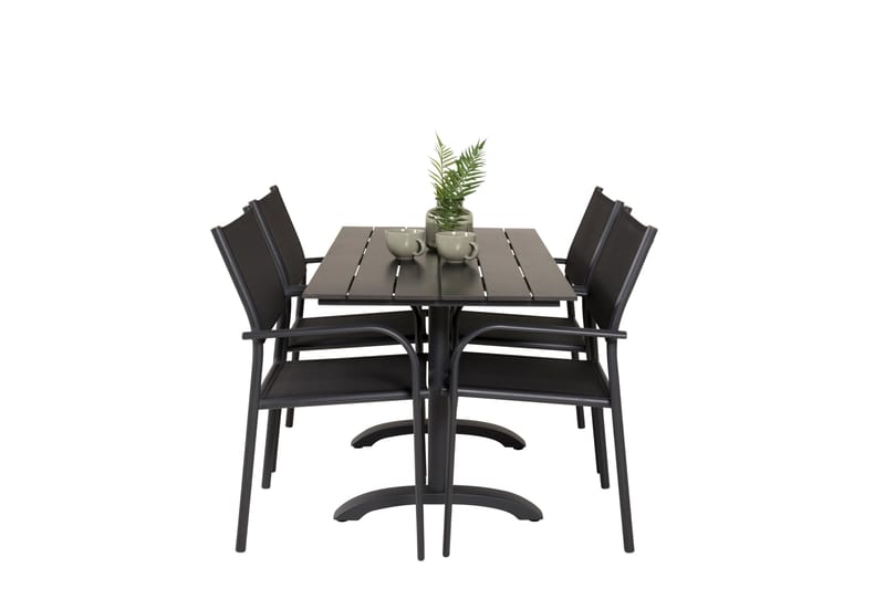 DENVER Matgrupp Utomhus 120 cm + 4 Santorini Karmstolar Utomhus Svart - Utemöbler - Balkong - Balkongmöbler - Balkonggrupper