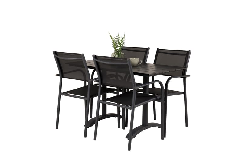 DENVER Matgrupp Utomhus 120 cm + 4 Santorini Karmstolar Utomhus Svart - Utemöbler - Balkong - Balkongmöbler - Balkonggrupper