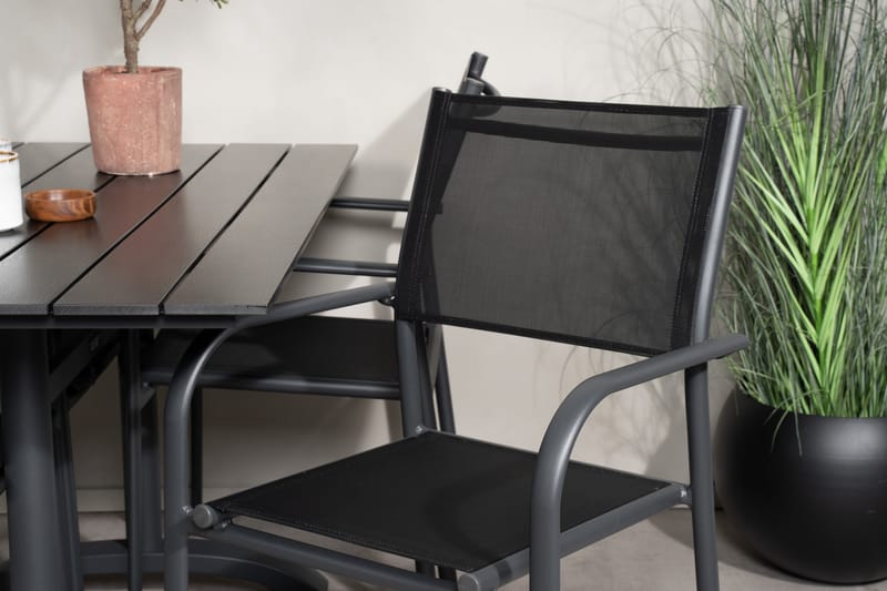 DENVER Matgrupp Utomhus 120 cm + 4 Santorini Karmstolar Utomhus Svart - Utemöbler - Balkong - Balkongmöbler - Balkonggrupper