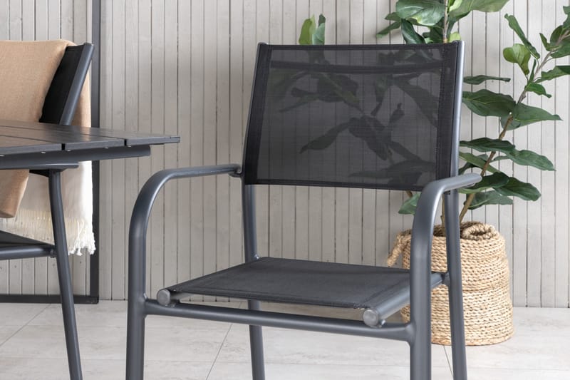 DENVER Matgrupp Utomhus 120 cm + 4 Santorini Karmstolar Utomhus Svart - Utemöbler - Balkong - Balkongmöbler - Balkonggrupper