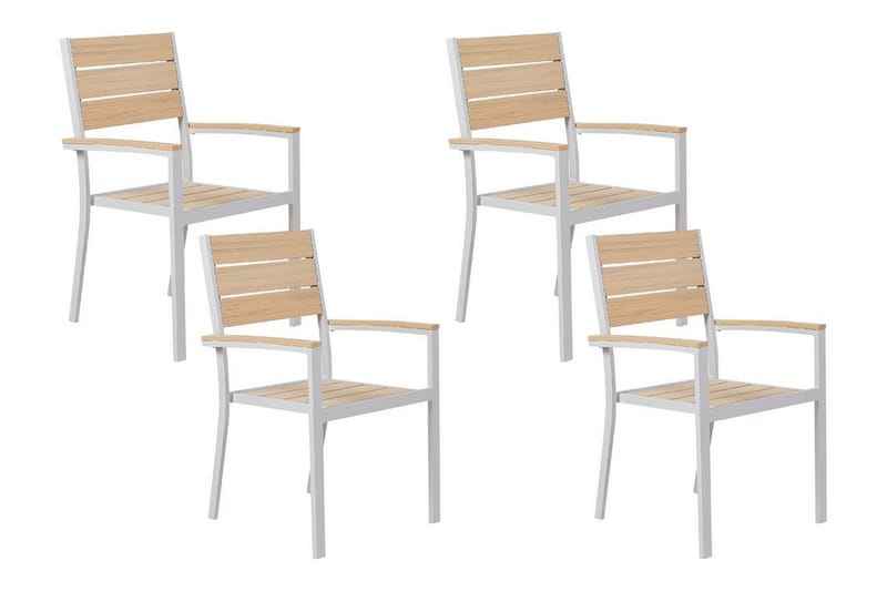 EDMUNDSTON Karmstol Utomhus 4 st Beige/Vit - Utemöbler - Balkong - Balkongmöbler - Balkongstolar
