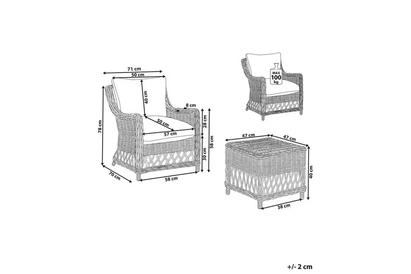 Fåtölj set om 2 Ribolla - Utemöbler - Balkong - Balkongmöbler - Balkongstolar