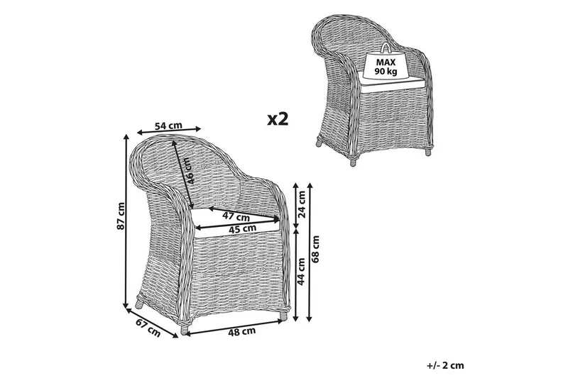 Fåtölj set om 2 Susua - Utemöbler - Balkong - Balkongmöbler - Balkongstolar