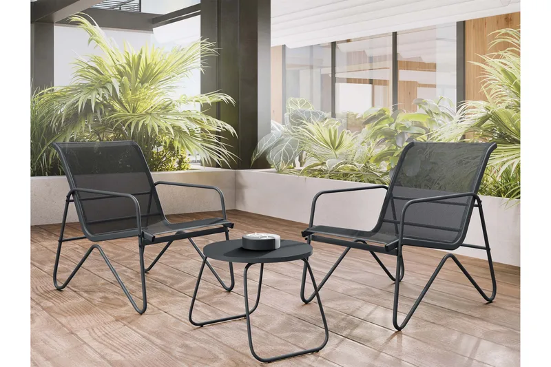 Glenhollow Caféset Utomhus - Grå - Utemöbler - Balkong - Balkongmöbler - Balkonggrupper