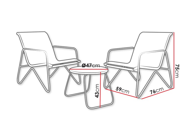 Glenhollow Caféset Utomhus - Grå - Utemöbler - Balkong - Balkongmöbler - Balkonggrupper