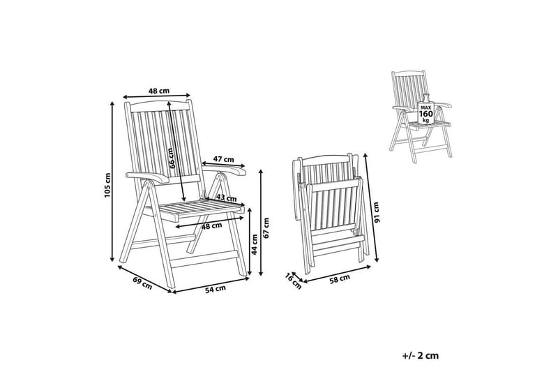 Hopfällbar möbeluppsättning Amantea - Utemöbler - Balkong - Balkongmöbler - Balkongstolar