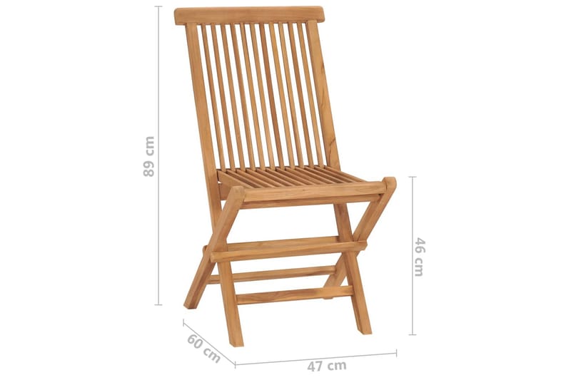 Hopfällbar trädgårdsstol 2 st massiv teak - Brun - Positionsstol