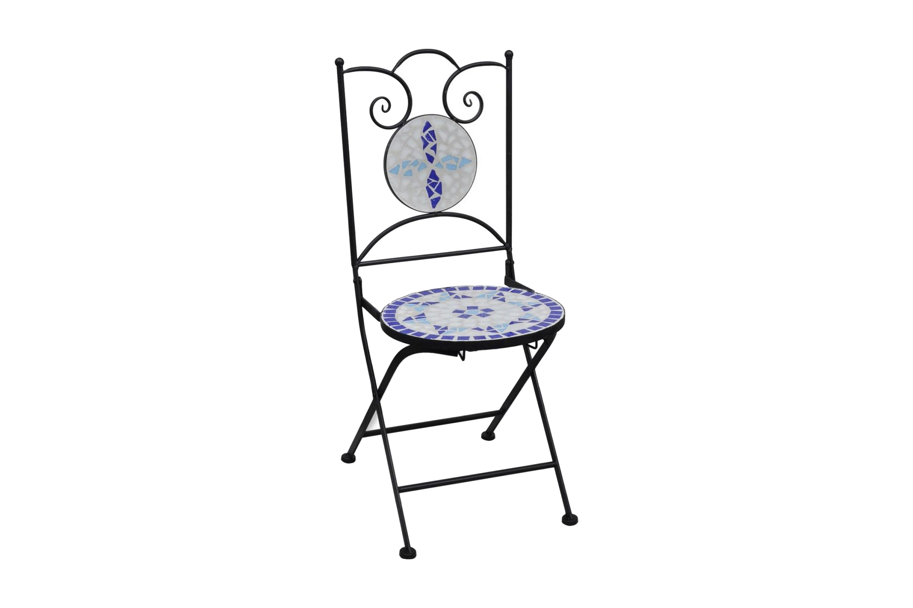 Hopfällbara caféstolar 2 st keramik blå och vit – Flerfärgad